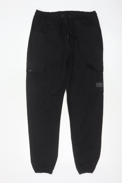 Closure London Men’s Black M Cargo Jogger Trousers Drawstring Cuffed