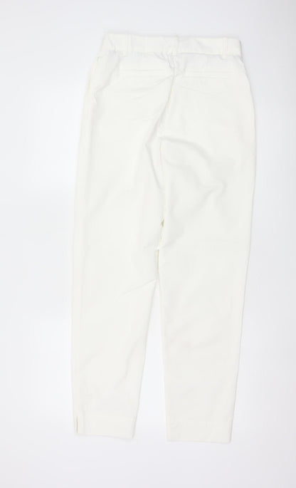 M&S Women’s White Chino Tapered Trousers UK 8 Regular