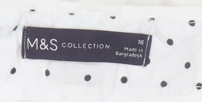 M&S Collection Women White Size 16 Cotton Tapered Chino Trousers