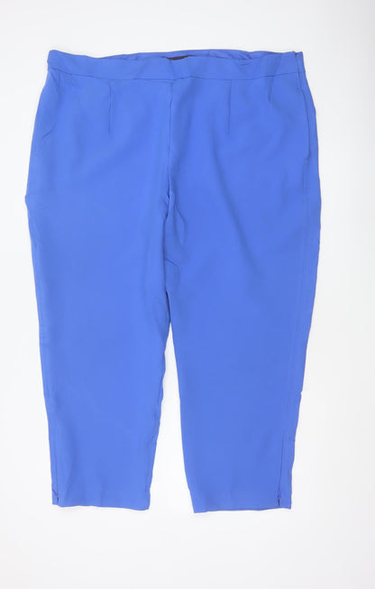 M&S Women Blue UK 24 Short Tapered Ankle Zip Tailored Trousers