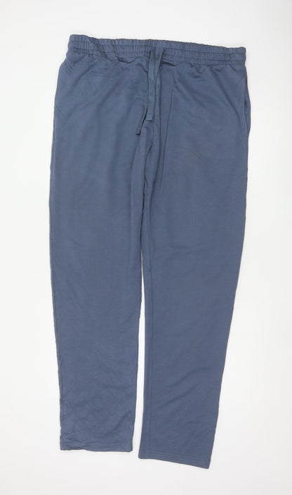 Marks and Spencer Men Blue 2XL Long Regular Fit Drawstring Trousers