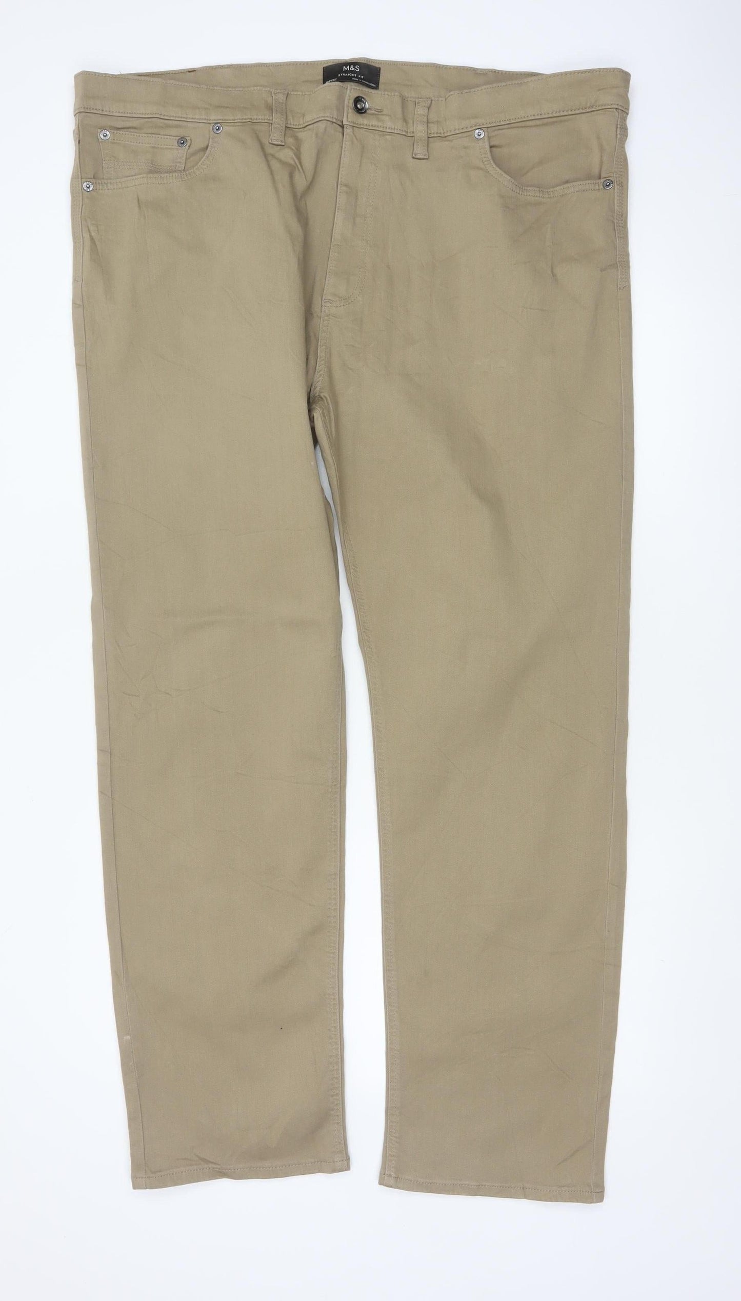 Marks & Spencer Men’s Beige 44/33 Straight Fit Stretch Chino Trousers