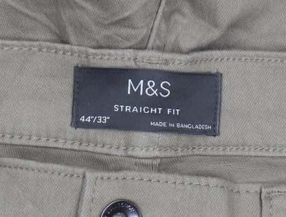 Marks & Spencer Men’s Beige 44/33 Straight Fit Stretch Chino Trousers