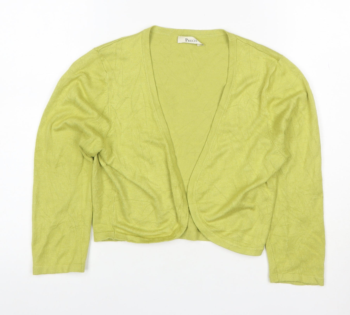 Precis Women Green Size S Open V-Neck Long Sleeve Viscose Cardigan
