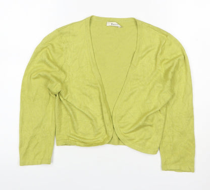 Precis Women Green Size S Open V-Neck Long Sleeve Viscose Cardigan
