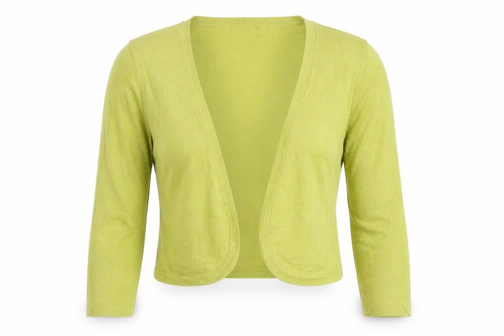 Precis Women Green Size S Open V-Neck Long Sleeve Viscose Cardigan