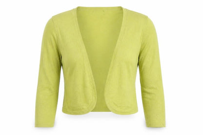 Precis Women Green Size S Open V-Neck Long Sleeve Viscose Cardigan