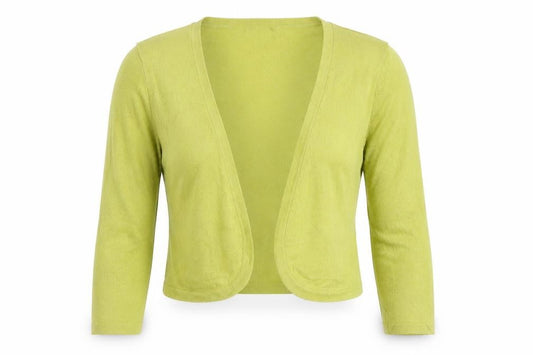 Precis Women Green Size S Open V-Neck Long Sleeve Viscose Cardigan
