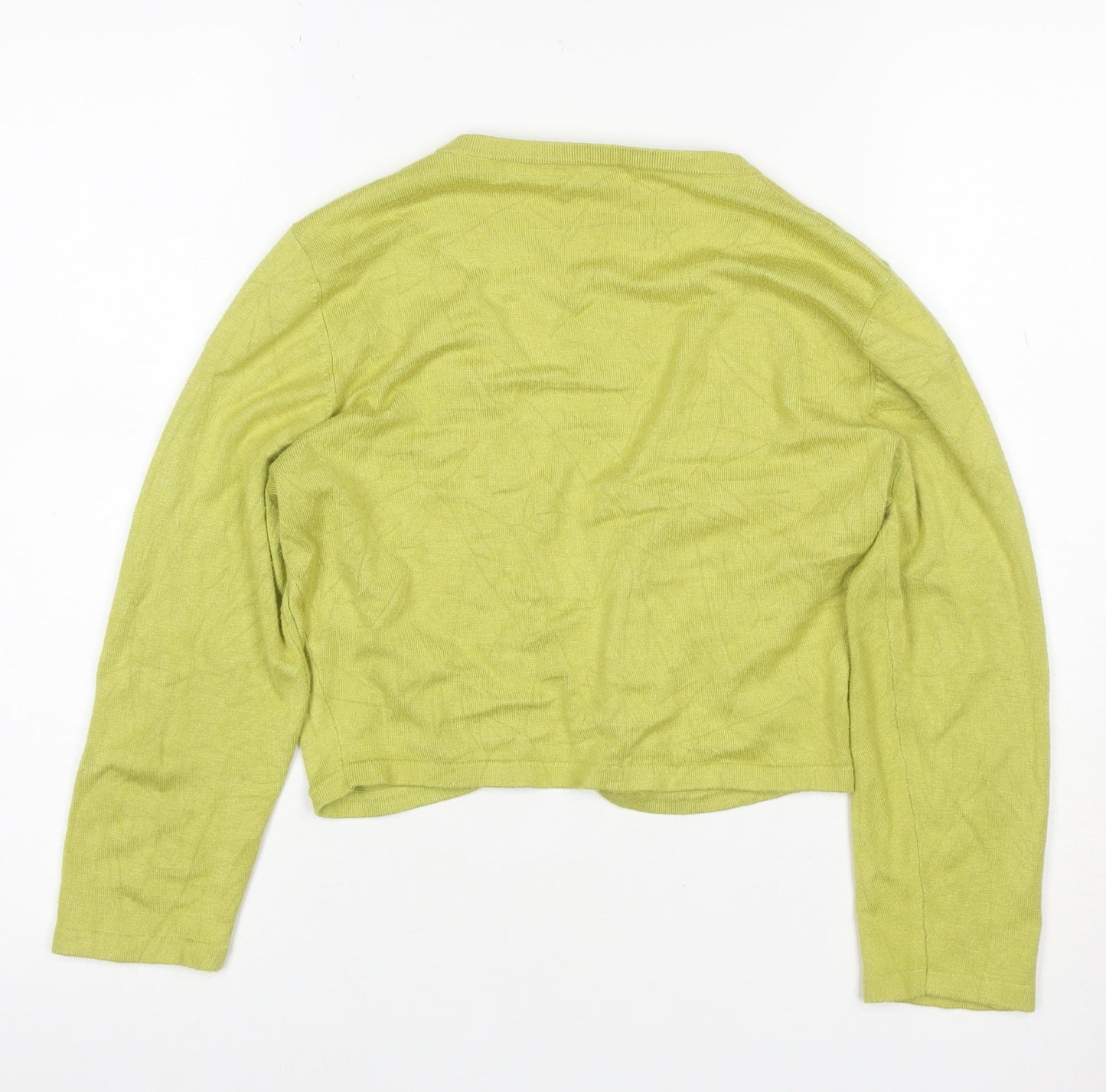 Precis Women Green Size S Open V-Neck Long Sleeve Viscose Cardigan