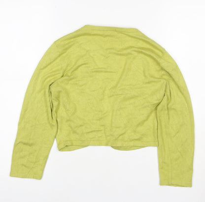 Precis Women Green Size S Open V-Neck Long Sleeve Viscose Cardigan