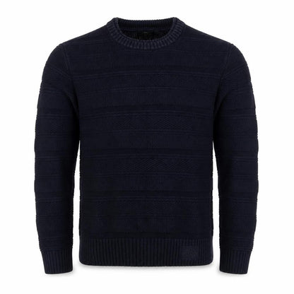 Strength & Honour Men Black M Chunky Knit Geometric Crew Neck Jumper