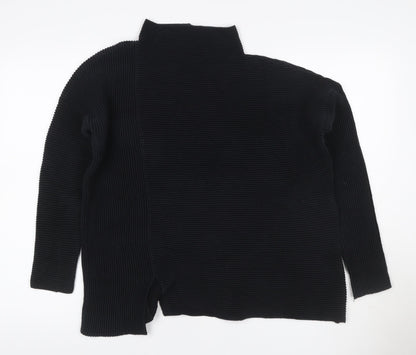 French Connection Women’s Black S Rib Knit Open High Neck Cardigan