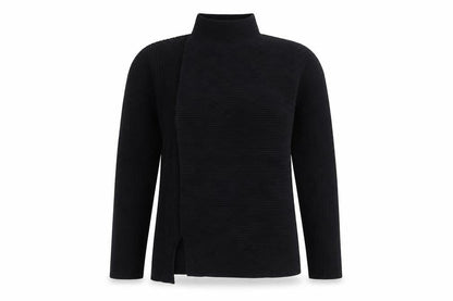 Front view of French Connection Women’s Black S Rib Knit Open High Neck Cardigan