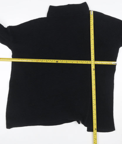 French Connection Women’s Black S Rib Knit Open High Neck Cardigan