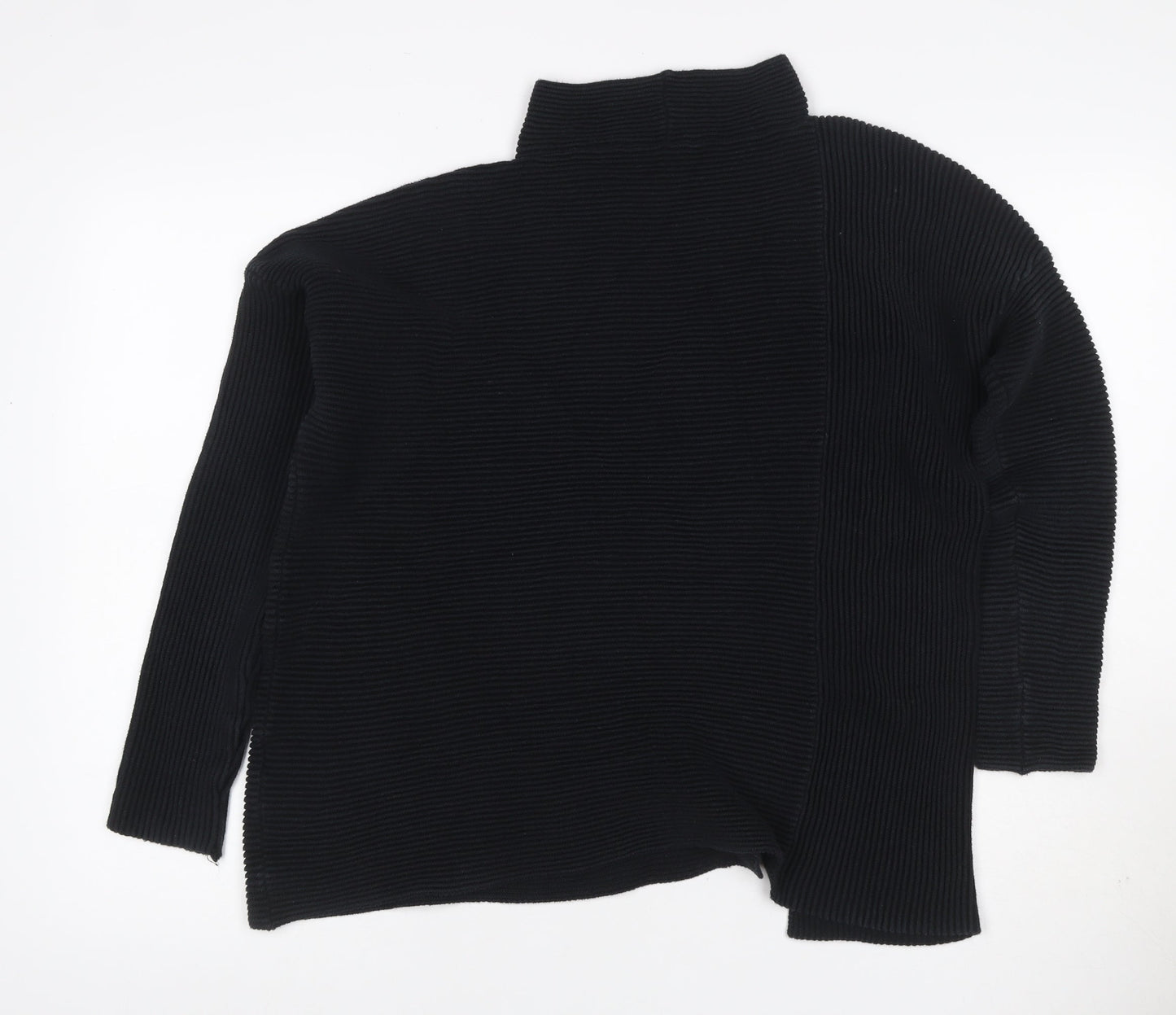 French Connection Women’s Black S Rib Knit Open High Neck Cardigan