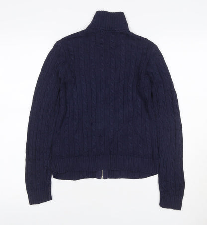 Lauren Ralph Lauren Women Blue XXS Cable Knit Full Zip Jumper