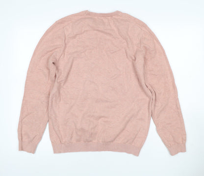 Only & Sons Unisex Adults Pink M Cotton Crew Neck Pullover Jumper