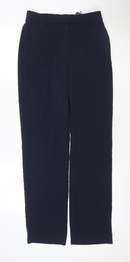 Marks and Spencer Women Navy Blue UK 10 Straight Leg Dress Trousers