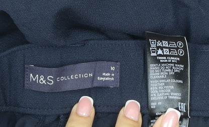 Marks and Spencer Women Navy Blue UK 10 Straight Leg Dress Trousers