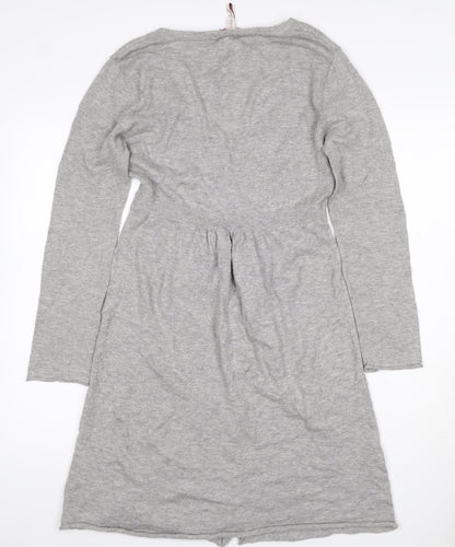 White Stuff Women Grey UK 14 Cotton Merino Longline V-Neck Cardigan