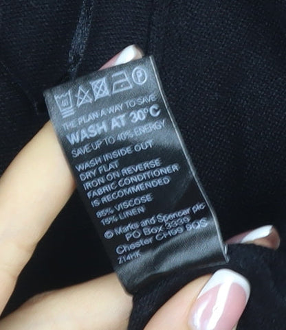 Marks and Spencer Women's Black UK 16 Long Sleeve Open Wrap Cardigan