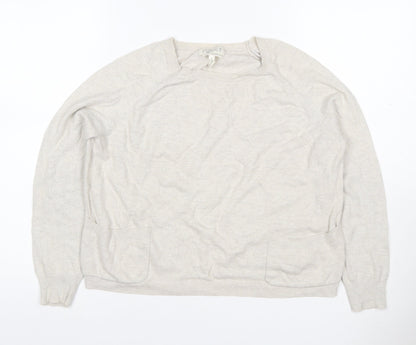Next Women’s Beige Cashmere Crew Neck Pocket Jumper UK 14