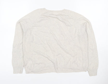 Next Women’s Beige Cashmere Crew Neck Pocket Jumper UK 14