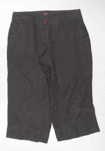 Phase Eight Women’s Grey Linen Cropped Wide-Leg Trousers UK 12