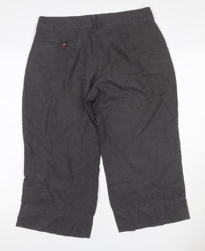 Phase Eight Women’s Grey Linen Cropped Wide-Leg Trousers UK 12