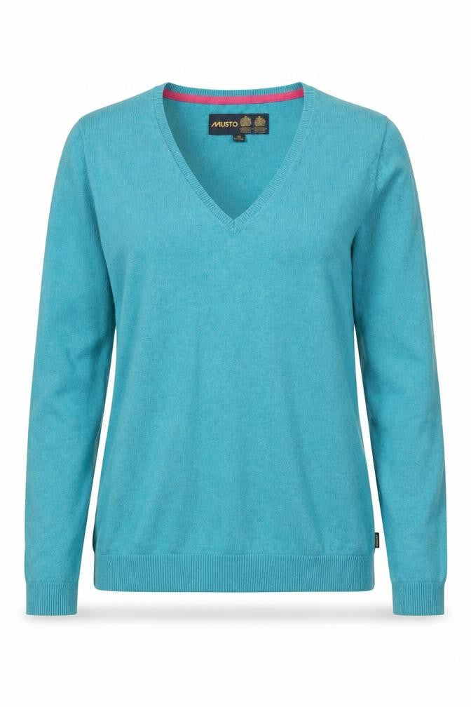 Musto Women’s Blue Cotton V-Neck Long Sleeve Pullover Jumper UK 12