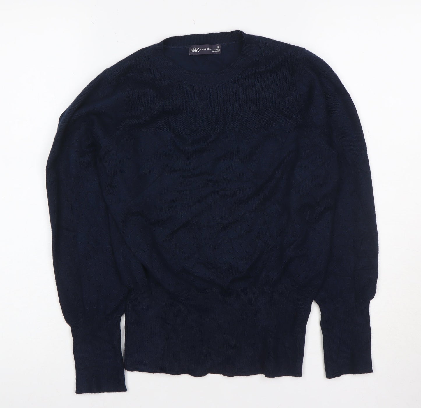 Marks and Spencer Women’s Navy Blue Size 10 Crew Neck Knit Jumper