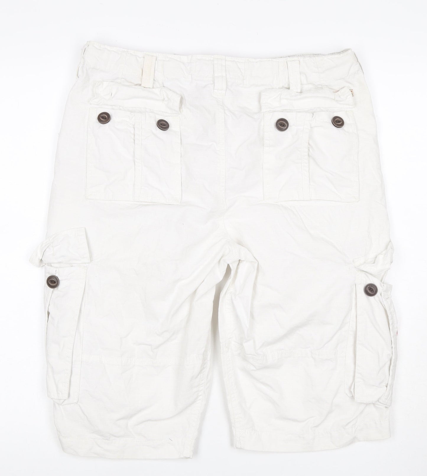Tokyo Laundry Men's White L Cargo Shorts Button Pockets Cotton