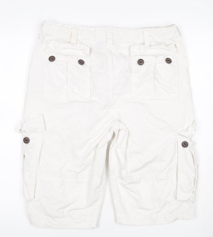 Tokyo Laundry Men's White L Cargo Shorts Button Pockets Cotton