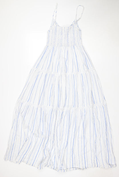 Per Una Women Blue White Stripe Size 8 Maxi Fit & Flare Sundress