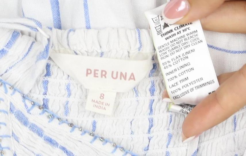 Per Una Women Blue White Stripe Size 8 Maxi Fit & Flare Sundress