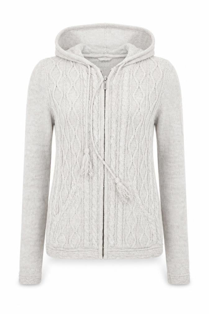 Surface Women’s Ivory Size 10 Linen Cable Knit Full Zip Hoodie