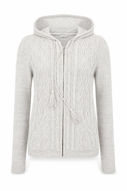 Surface Women’s Ivory Size 10 Linen Cable Knit Full Zip Hoodie