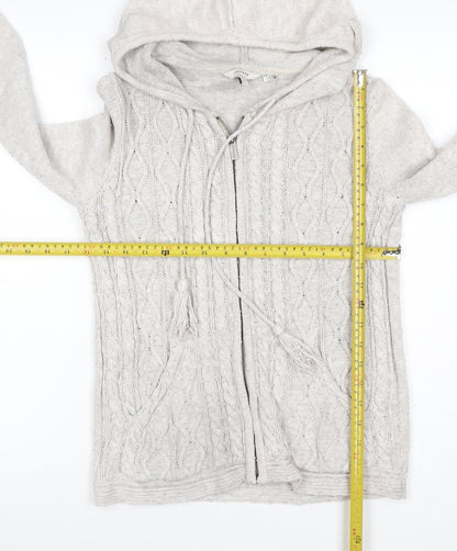 Surface Women’s Ivory Size 10 Linen Cable Knit Full Zip Hoodie