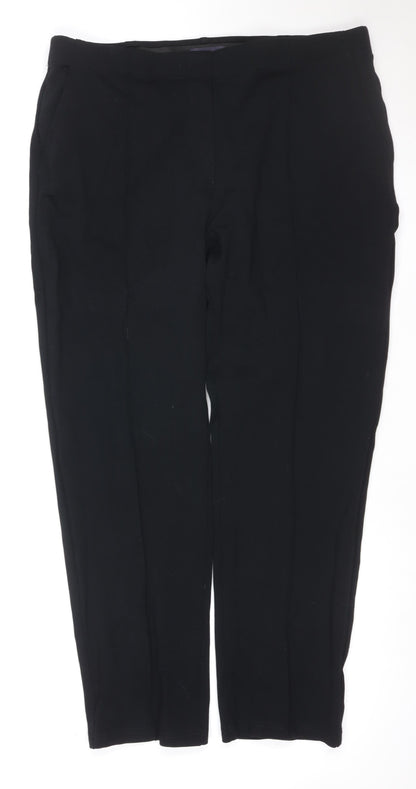 Marks & Spencer Women Black UK 18 Short Straight Tailored Dress Trousers