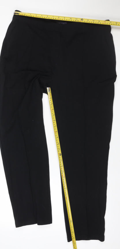 Marks & Spencer Women Black UK 18 Short Straight Tailored Dress Trousers
