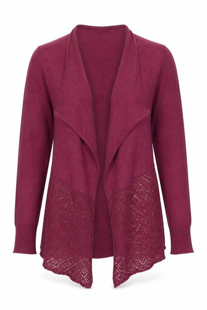 Fat Face Women Purple Open Knit Waterfall Cardigan Size 8 Long Sleeve