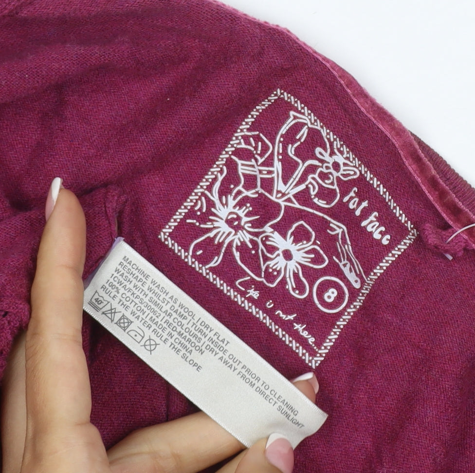 Fat Face Women Purple Open Knit Waterfall Cardigan Size 8 Long Sleeve