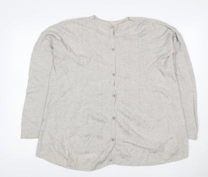 Fat Face Women’s Grey Cable Knit Button Cardigan UK 14