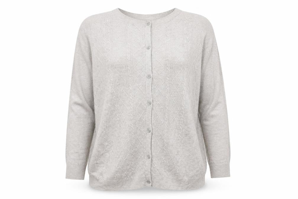 FatFace Women’s Grey Cable Knit Button Cardigan UK 14