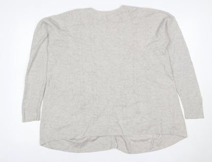 Fat Face Women’s Grey Cable Knit Button Cardigan UK 14