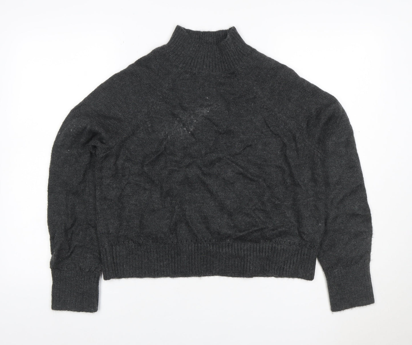 Per Una Women Grey M High Neck Raglan Knit Jumper Wool Blend