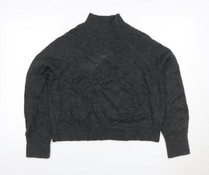 Per Una Women Grey M High Neck Raglan Knit Jumper Wool Blend