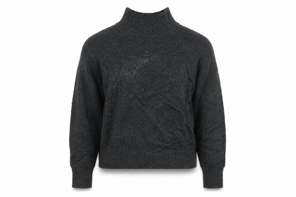 Per Una Women Grey M High Neck Raglan Knit Jumper Wool Blend