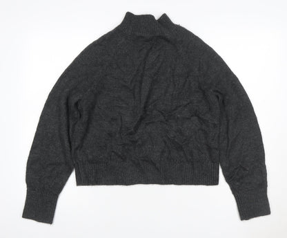 Per Una Women Grey M High Neck Raglan Knit Jumper Wool Blend