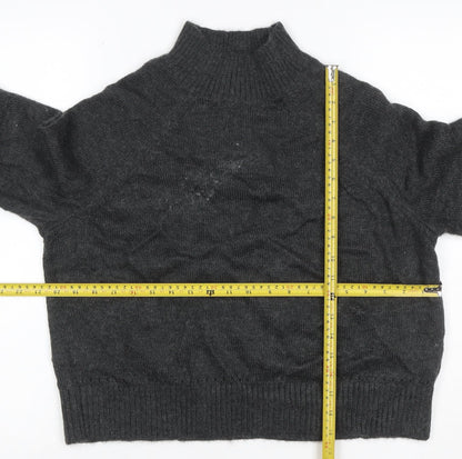 Per Una Women Grey M High Neck Raglan Knit Jumper Wool Blend
